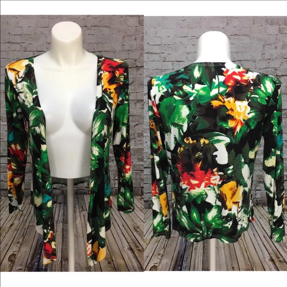 Liz Lange Floral Open‎ Front Stretch Longsleeve Top